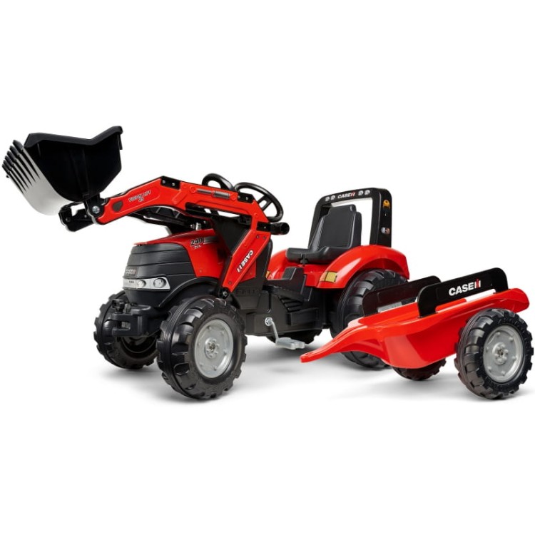 Traktor na Pedały z Łyżką i Przyczepką Czerwony