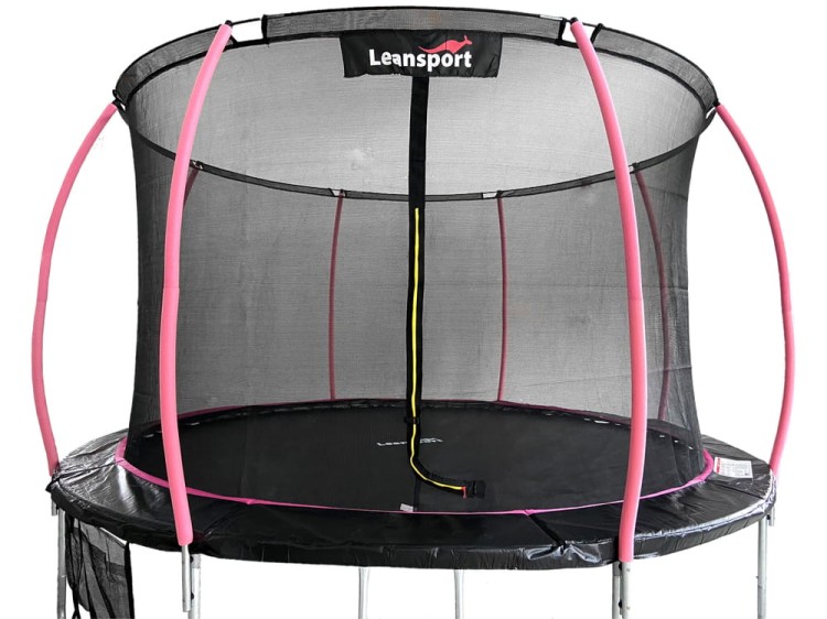 Trampolina LEAN Sport Max 12ft Czarno-Różowa - trampolina ogrodowa 366 cm