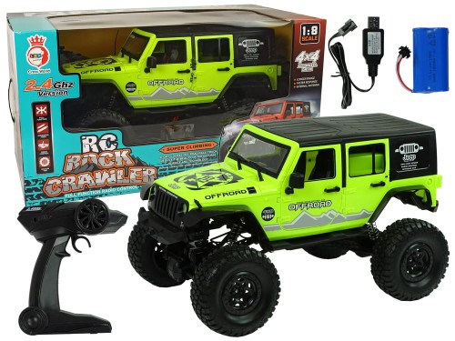 Auto Zdalnie sterowane Terenowe Rock Crawler 2.4 GHz Zielone Amortyzatory 4x4