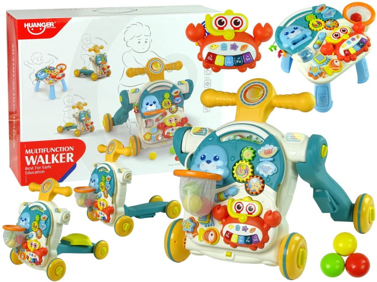 Pchacz 4w1 Stolik Edukacyjny Hulajnoga Rower Dla Dzieci Niebieski