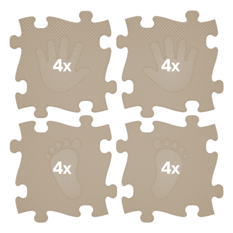 WOOPIE Mata Sensoryczna Ortopedyczna Puzzle Ręce i Nogi 16 el. - Kolor Beżowy