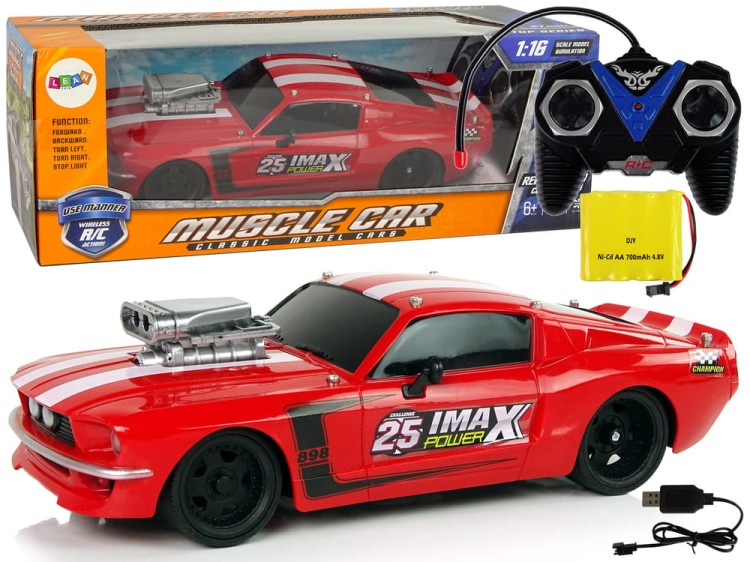Auto Sportowe Zdalnie sterowane R/C 1:16 Czerwone Białe Pasy Pilot