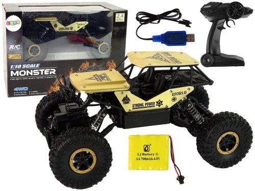 Auto Zdalnie Sterowane RC Wysokie Koła 1:18 Plastikowe Czarne Złote