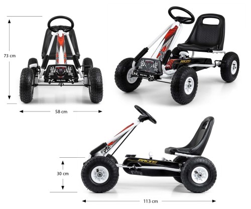 Milly Mally Gokart na pedały pompowane koła Thor White