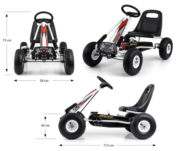 Milly Mally Gokart na pedały pompowane koła Thor White