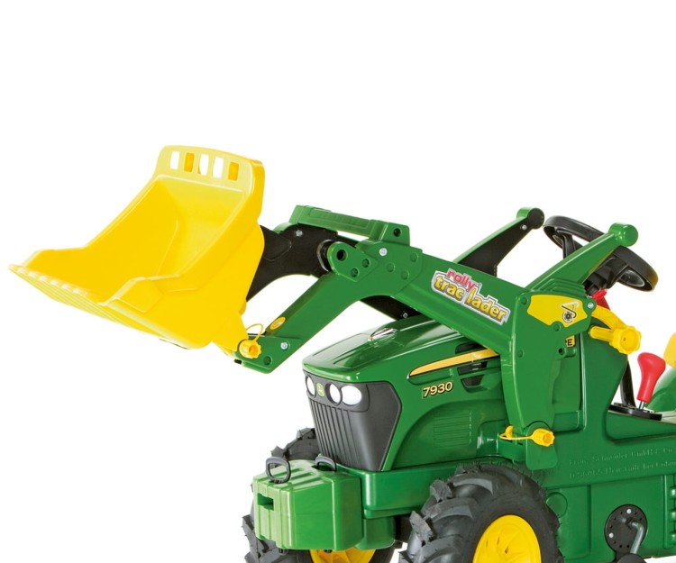 Traktor na pedały John Deere z łyżką i pompowanymi kołami