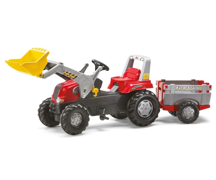 Traktor na pedały Rolly Junior RT z przyczepą i łyżka Czerwony