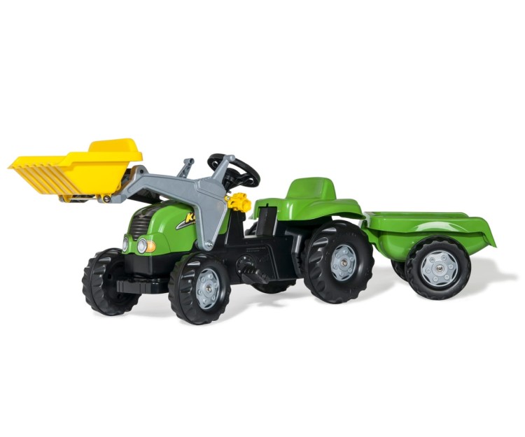 Traktor na pedały Rolly Kid X z łyżka i przyczepa Zielony