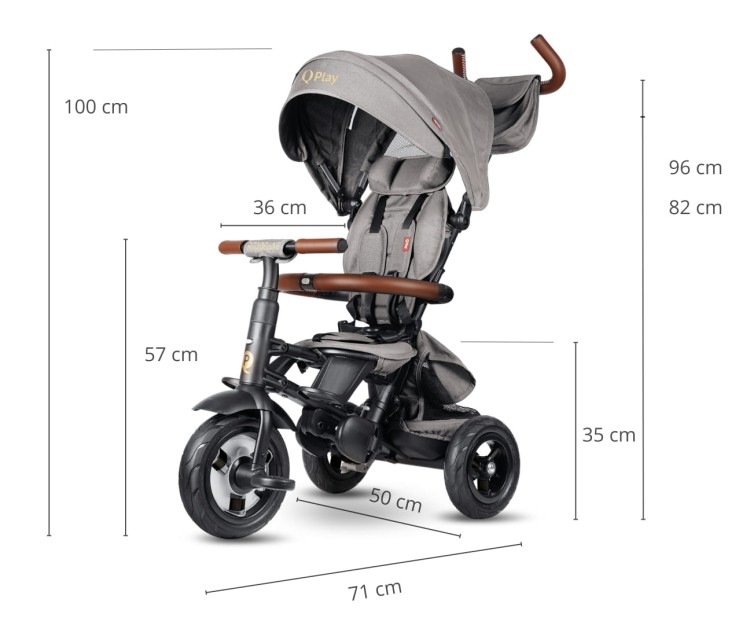 Rowerek Trójkołowy Rito Deluxe Rubber Grey