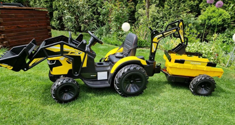 Traktor na akumulator z przyczepką i łyżką SX2068 żółty