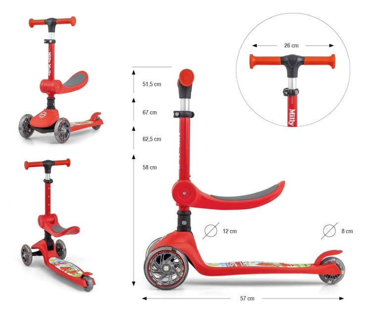 Milly Mally Hulajnoga Scooter Fuzzy Red
