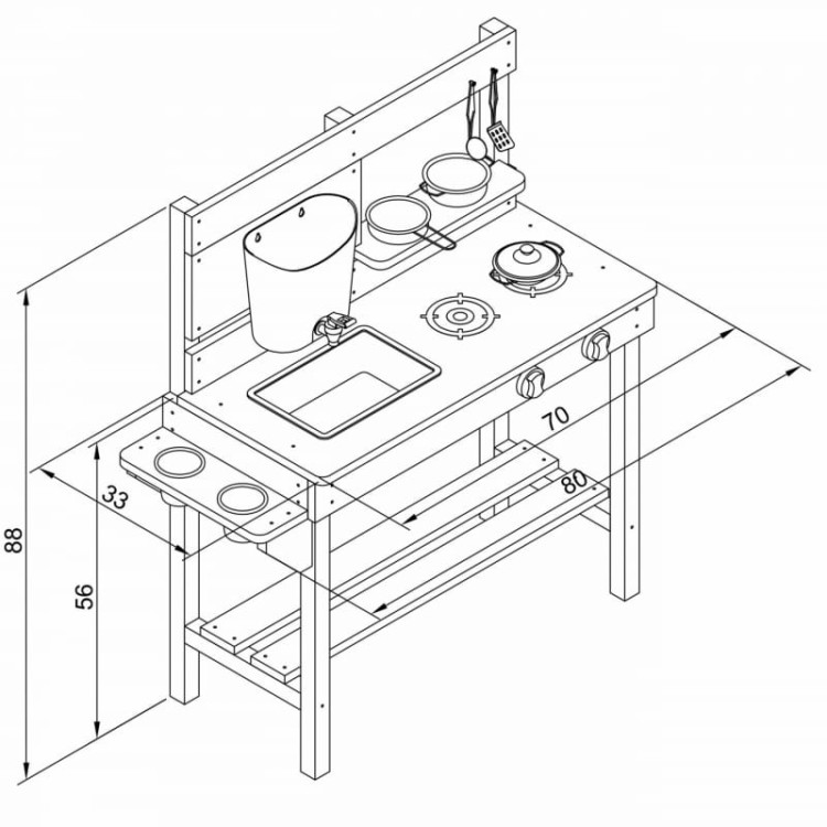 AXI Duża Drewniana Kuchnia Zabawa Woda i Piaskiem