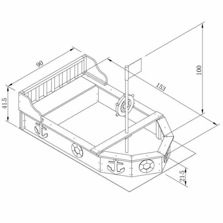 AXI Drewniana Piaskownica Doris ze Schowkiem + Pokrowiec 153 cm