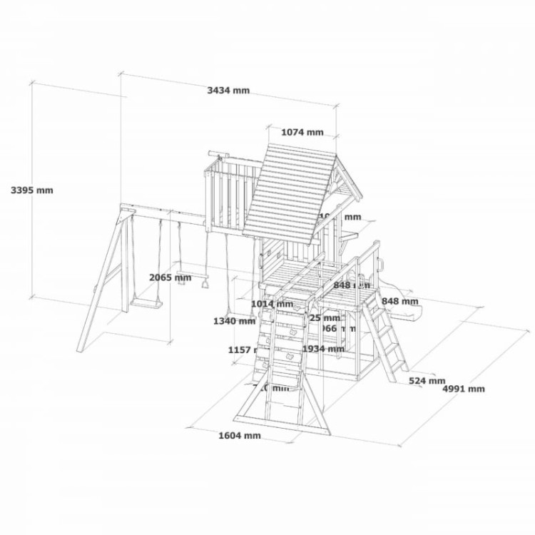 AXI Mitch - Duży Plac Zabaw Drewniany Zjeżdżalnia Hustawki Ścianka Wspinaczkowa + Wieża