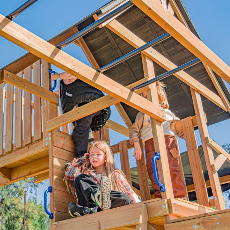 AXI Mitch - Duży Plac Zabaw Drewniany Zjeżdżalnia Hustawki Ścianka Wspinaczkowa + Wieża