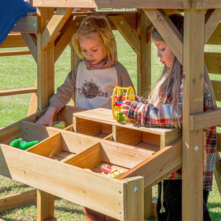 AXI Mitch - Duży Plac Zabaw Drewniany Zjeżdżalnia Hustawki Ścianka Wspinaczkowa + Wieża