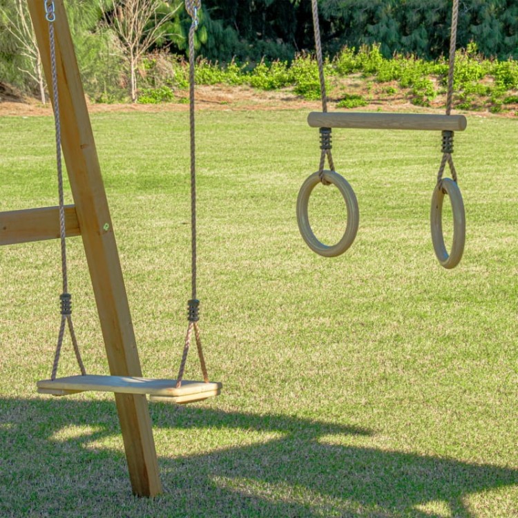 AXI Mitch - Duży Plac Zabaw Drewniany Zjeżdżalnia Hustawki Ścianka Wspinaczkowa + Wieża