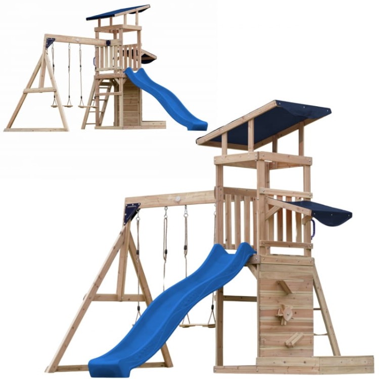 AXI Drewniany Duży Plac Zabaw Huśtawki Zjeżdżalnia Wieża + Piaskownica