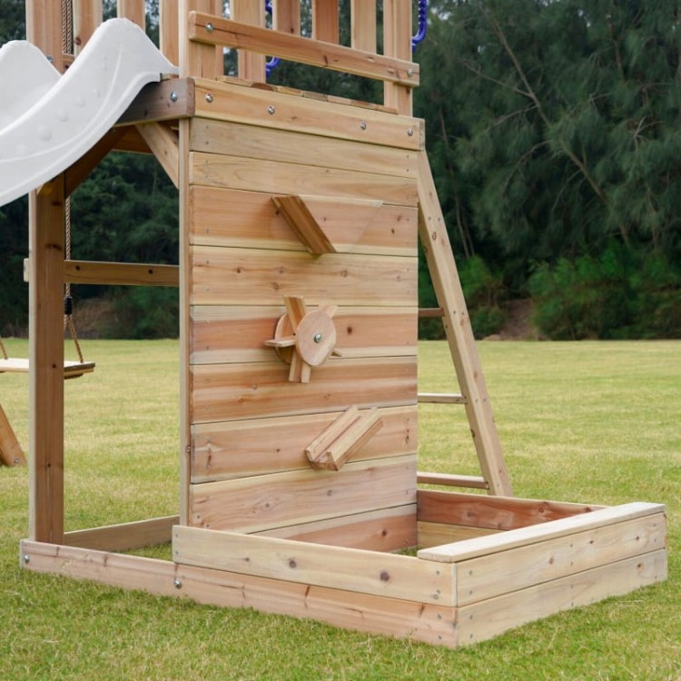 AXI Drewniany Duży Plac Zabaw Huśtawki Zjeżdżalnia Wieża + Piaskownica - Biały
