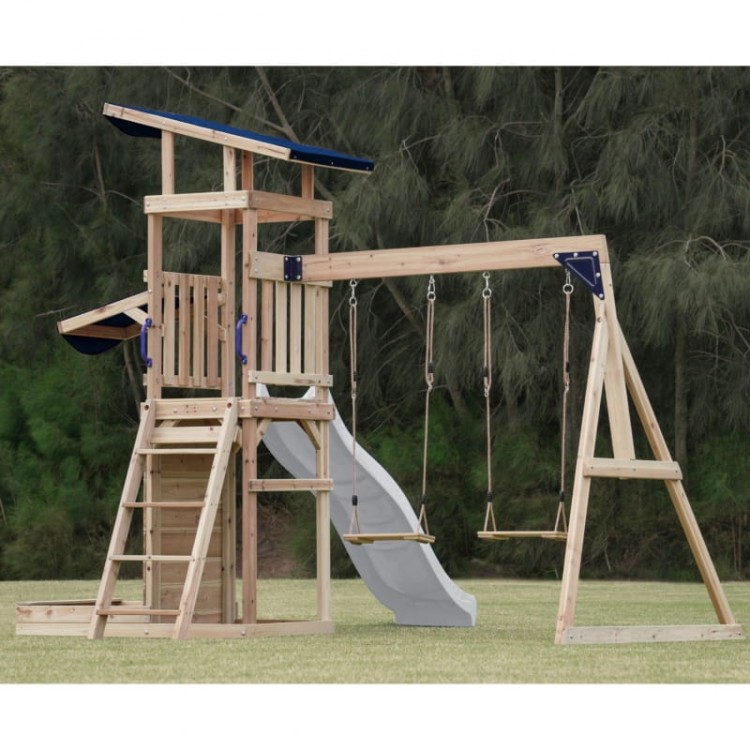 AXI Drewniany Duży Plac Zabaw Huśtawki Zjeżdżalnia Wieża + Piaskownica - Biały