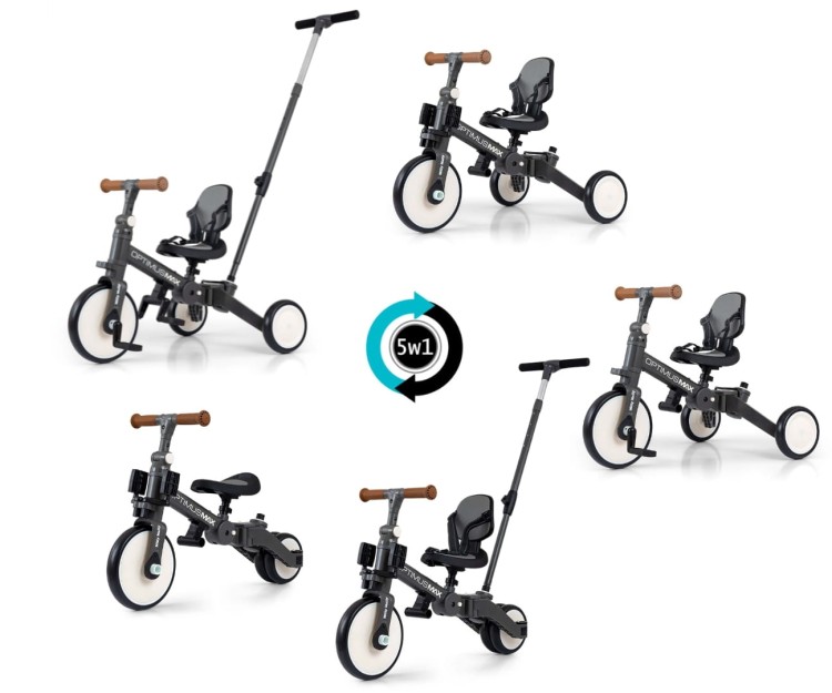 Milly Mally Rowerek 5w1 Optimus Max Dark Grey