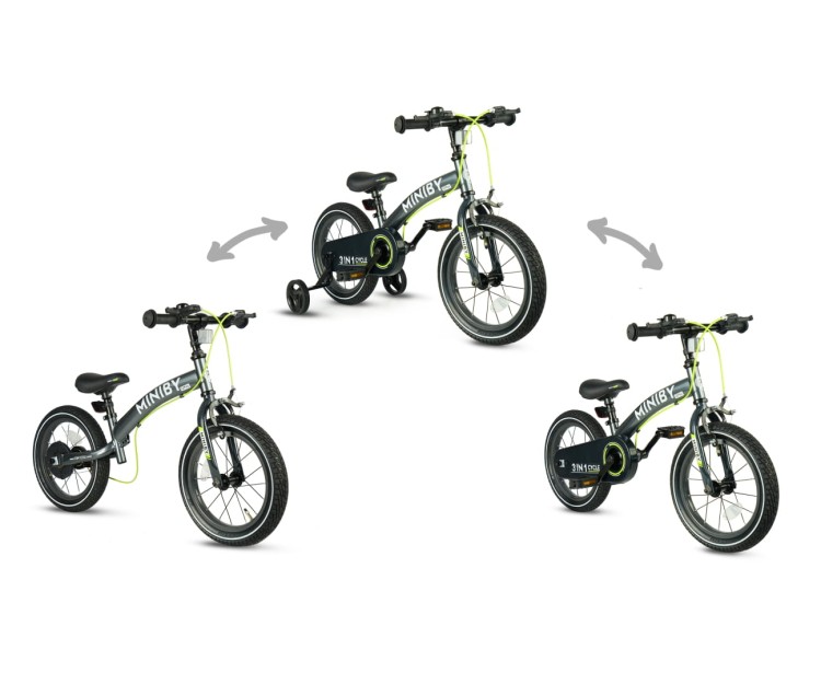 Qplay Rowerek Dziecięcy - Rowerek Biegowy Miniby 14 cali Grey