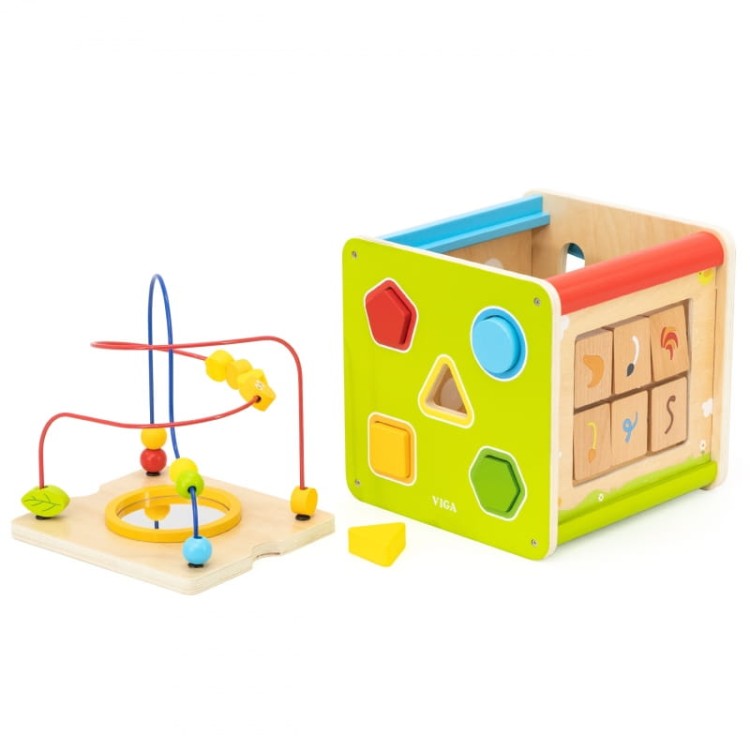 Viga Drewniana Kostka Edukacyjna 5w1