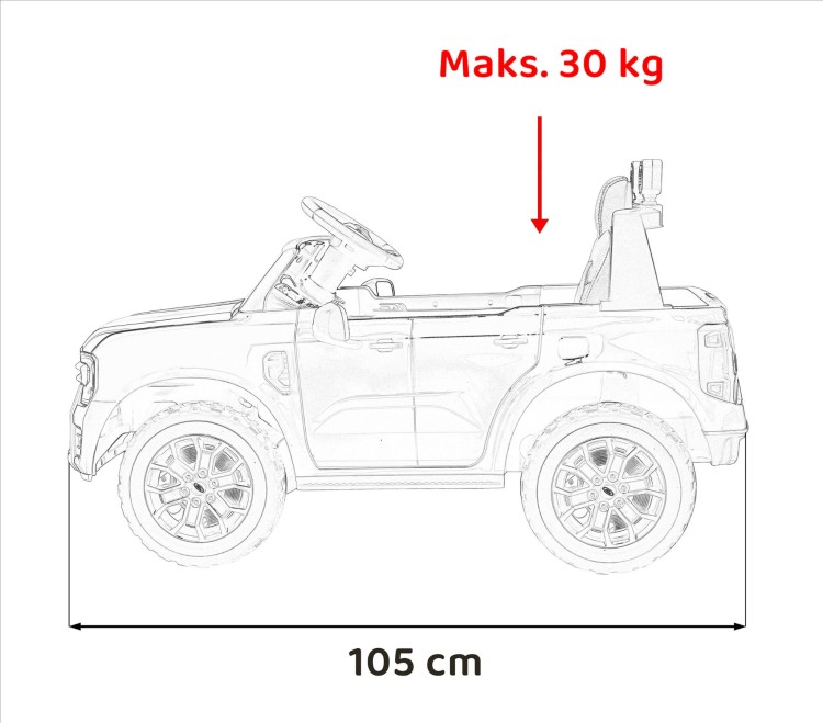 Auto na akumulator Ford Ranger LIFT Żółty