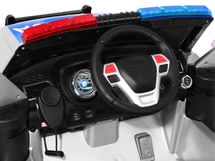 Auto SUV Policja na akumulator dla dzieci, odgłos syreny, biały