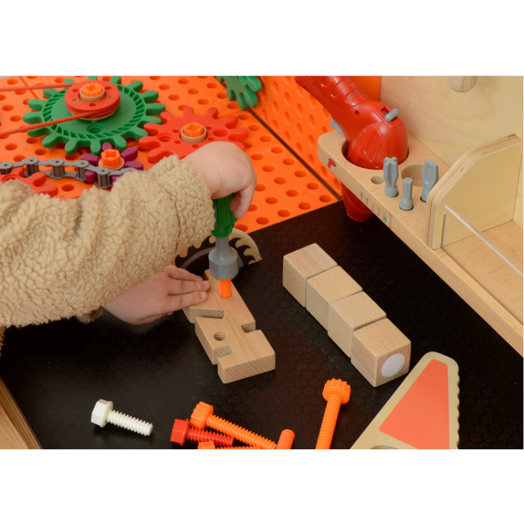 MASTERKIDZ Drewniany Warsztat XXL Montessori STEM z Narzędziami + Akcesoria