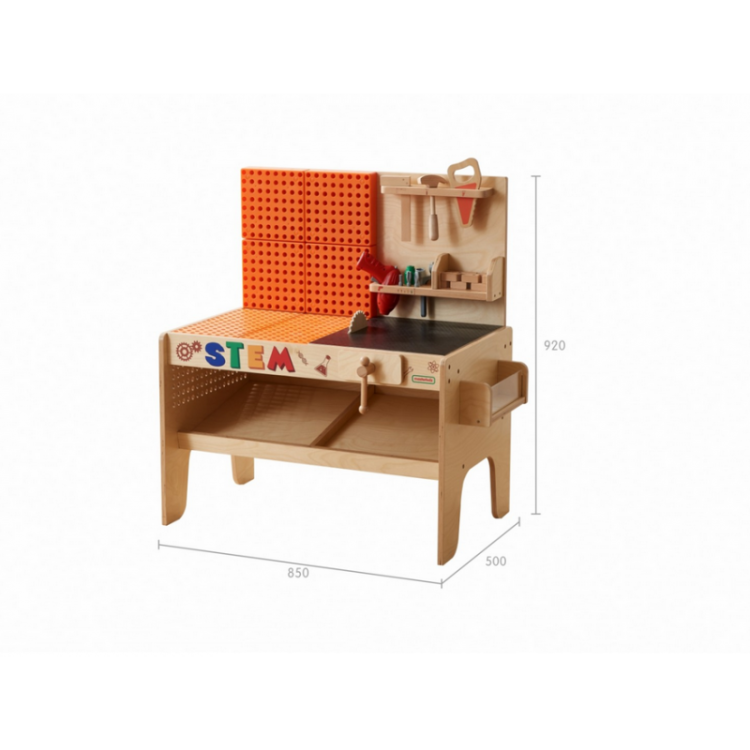 MASTERKIDZ Drewniany Warsztat XXL Montessori STEM z Narzędziami + Akcesoria