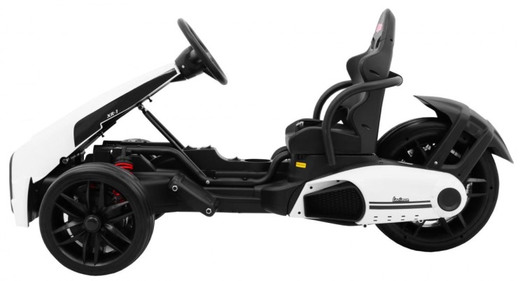 Gokart na akumulator Bolid XR-1 dla dzieci Biały + Regulowana kierownica + Profilowane siedzenie