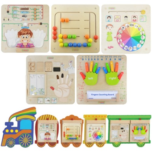 MASTERKIDZ System Do Montażu 5 Tablic Edukacyjnych Masterkidz Flex + Zestaw 5 Tablic Edukacyjnych