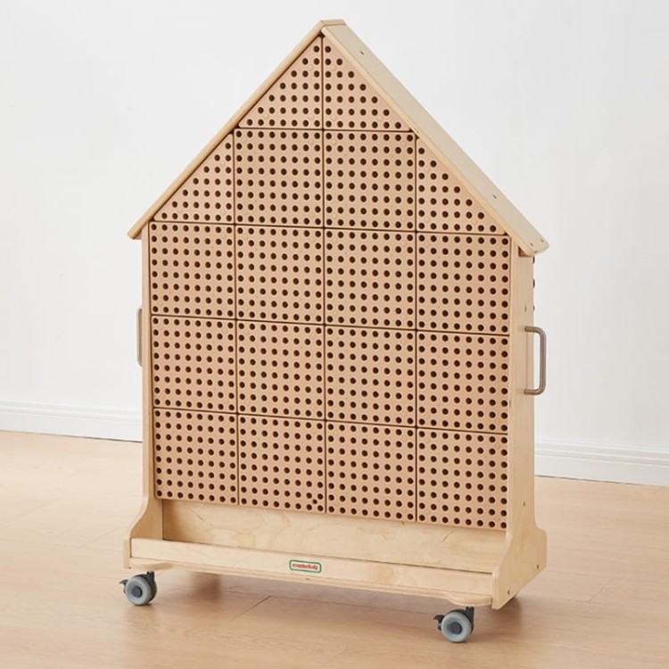 MASTERKIDZ Drewniana Tablica STEM Wolnostojąca XXL w Kształcie Domu + Akcesoria