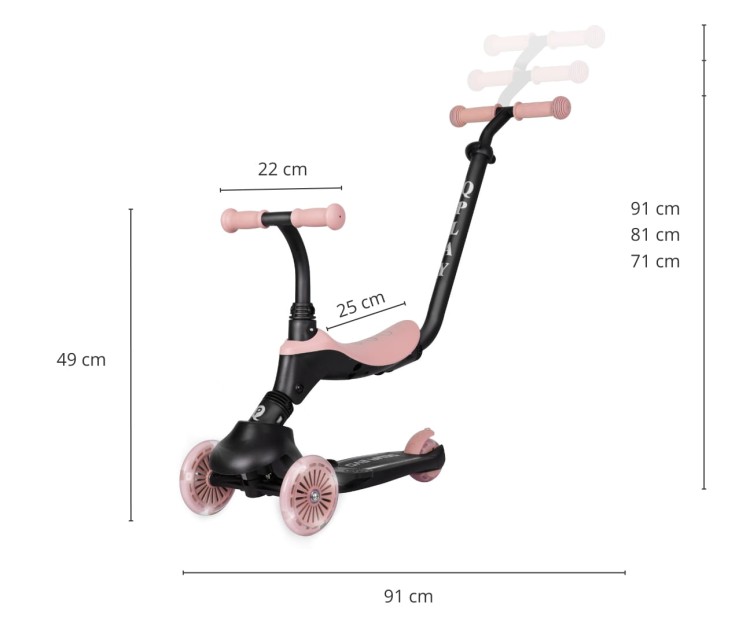 Qplay Hulajnoga Sema Evo 3w1 Coral Pink