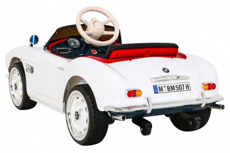 Autko BMW 507 Retro elektryczne dla dzieci Biały roadster