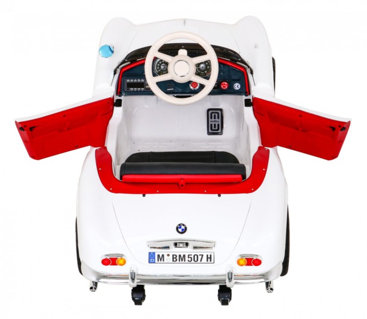 Autko BMW 507 Retro elektryczne dla dzieci Biały roadster