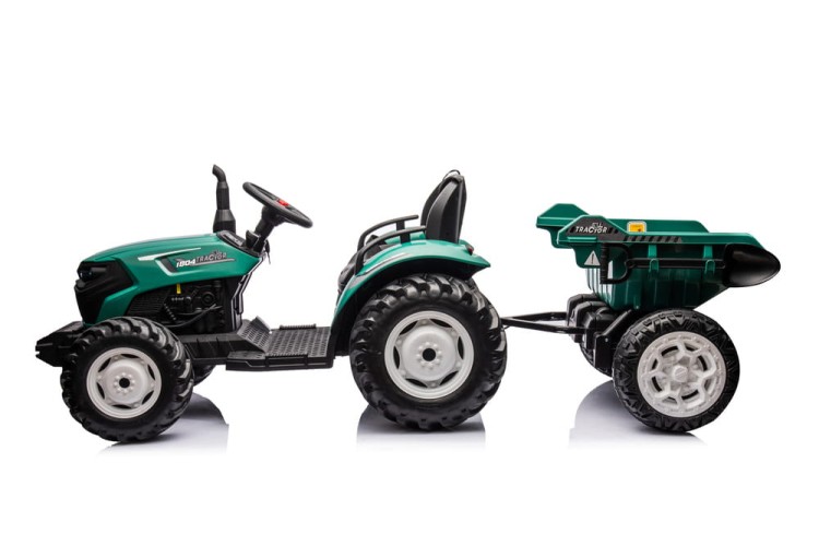 Traktor Na Akumulator HC-306 Z Przyczepą Ciemno Zielony 24V