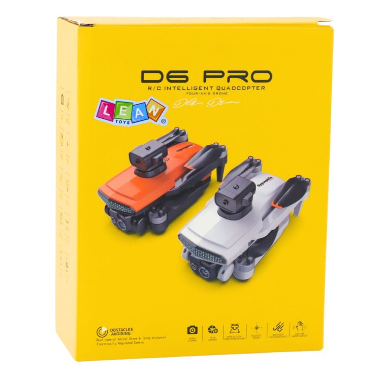 Dron D6 PRO Podwójna Kamera HD Światła LED Pomarańczowy