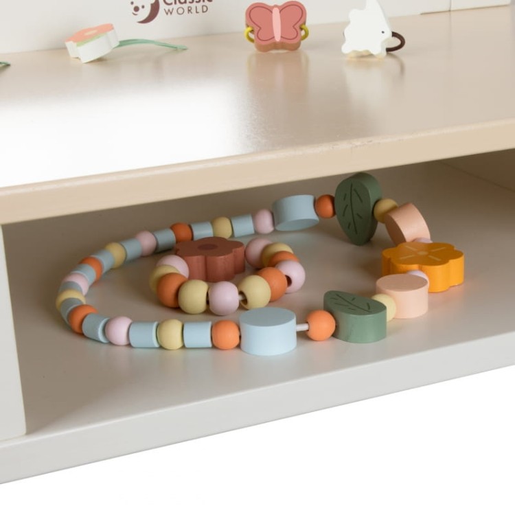 CLASSIC WORLD Drewniana Toaletka z Lustrem Krzesełkiem i Akcesoriami Pastelowa