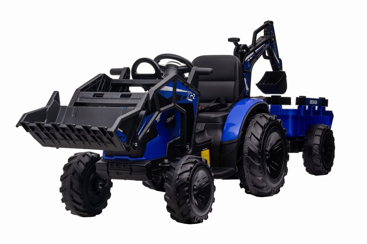 Traktor na akumulator z przyczepką i łyżką SX2068 niebieski