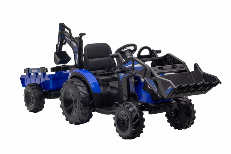 Traktor na akumulator z przyczepką i łyżką SX2068 niebieski