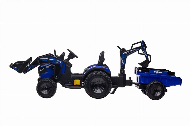 Traktor na akumulator z przyczepką i łyżką SX2068 niebieski