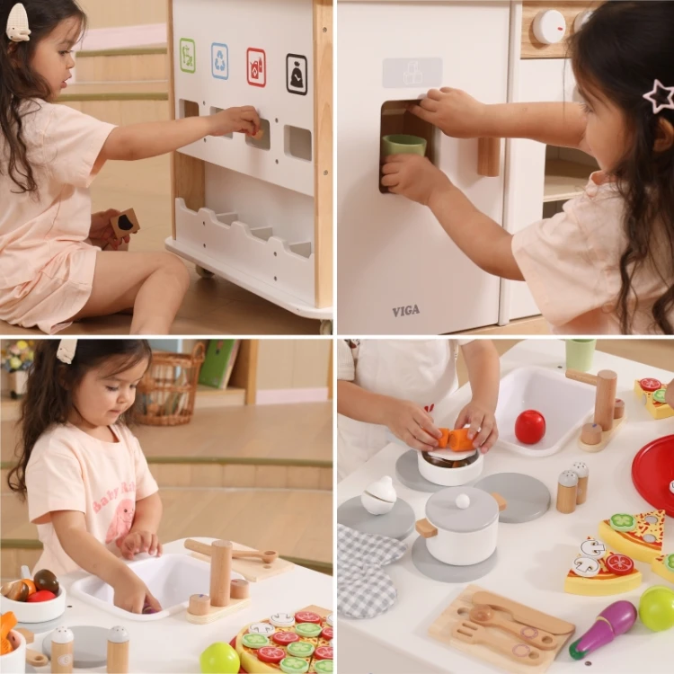 VIGA Centrum Domowe 3w1 z Akcesoriami – Nauka i Zabawa dla Dzieci