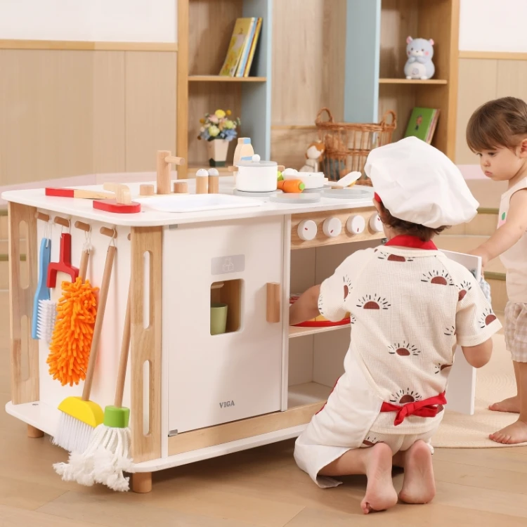 VIGA Centrum Domowe 3w1 z Akcesoriami – Nauka i Zabawa dla Dzieci