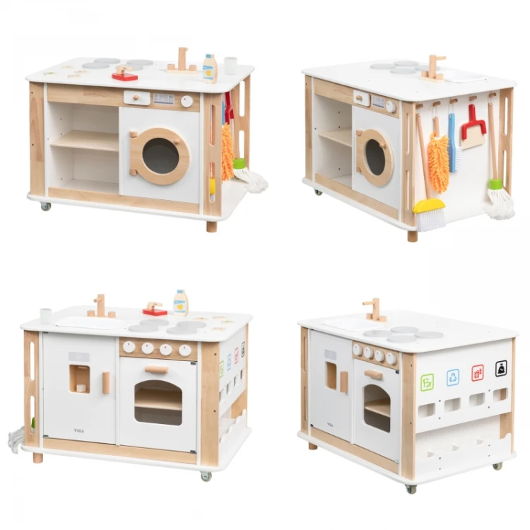 VIGA Centrum Domowe 3w1 z Akcesoriami – Nauka i Zabawa dla Dzieci