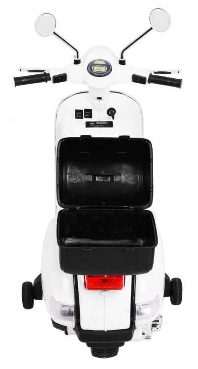 Skuter Vespa elektryczny dla dzieci Biały, Kółka pomocnicze, Wolny Start