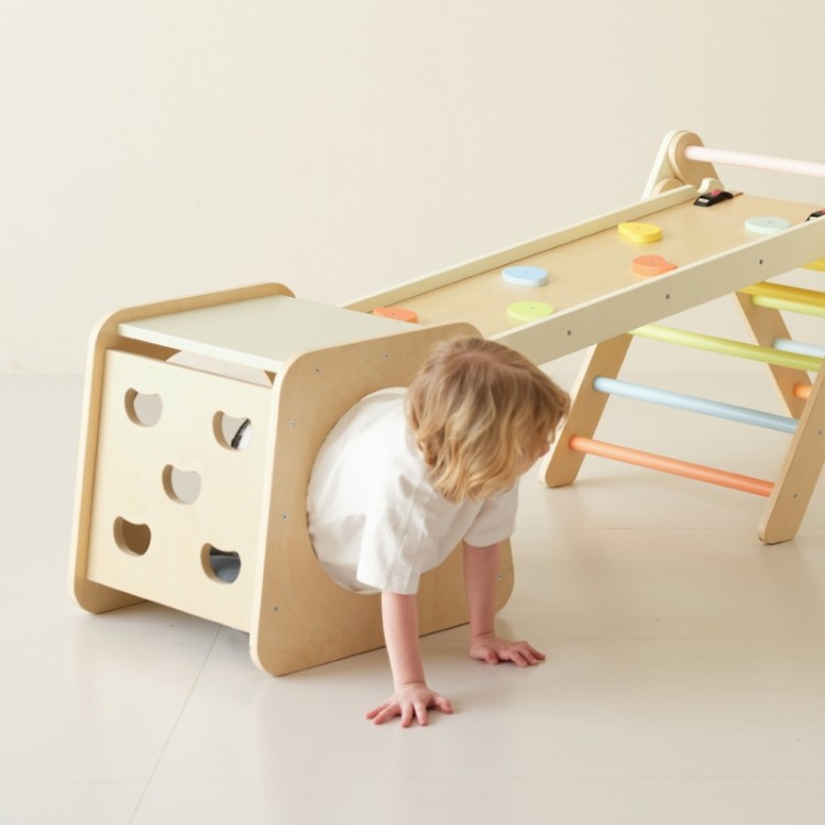 CLASSIC WORLD Drewniany Zestaw Wspinaczkowy Trójkąt Montessori 5w1 - Plac Zabaw Siłownia Indoor dla Dzieci
