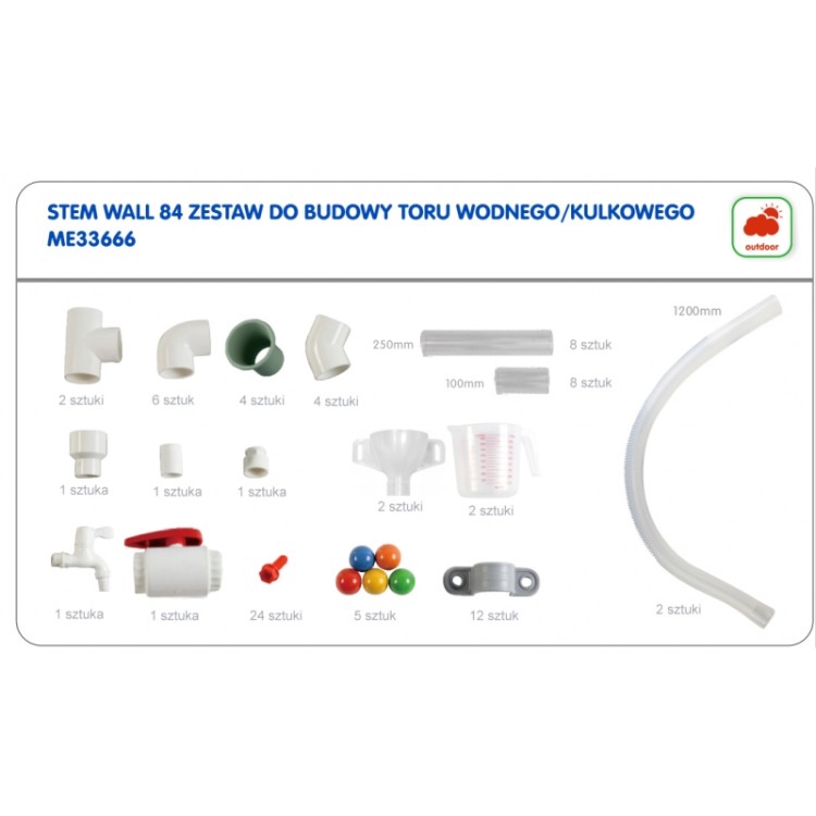 MASTERKIDZ System Rur Do Tablicy STEM 84 Elementów Tor Wodny Kulkowy
