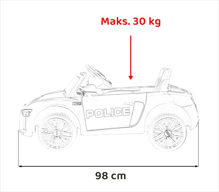 Audi R8 Policja - Auto na akumulator dla dzieci
